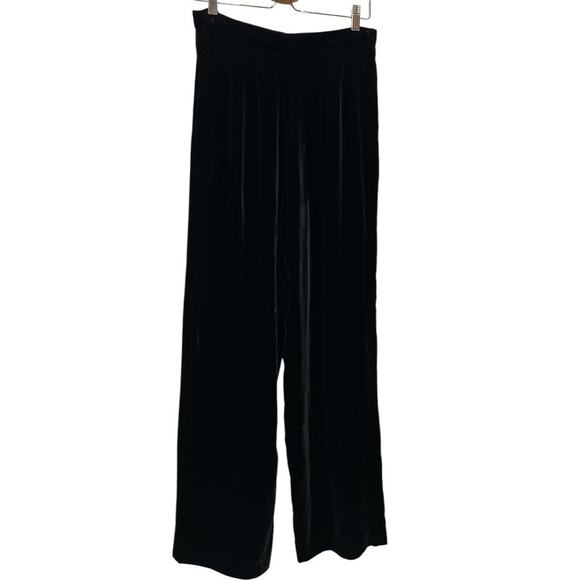 Vtg Talbots Silk Blend Velvet High Waist Pants Trousers 28" Black Wide Leg Lux - Picture 2 of 7